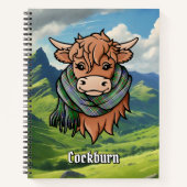 Carnet Vache Highland avec Cockburn Écharpe Tartan (Devant)