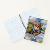 Carnet Vache Highland avec Écharpe bleu Tartan MacKay (Intérieur)