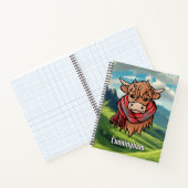 Carnet Vache Highland avec Écharpe Tartan Cunningham (Intérieur)