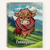 Carnet Vache Highland avec Écharpe Tartan Cunningham (Devant)