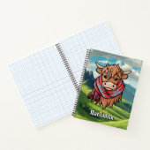 Carnet Vache Highland avec Écharpe Tartan MacTavish (Intérieur)