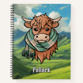 Carnet Vache Highland avec Écharpe Tartan Pollock (Devant)