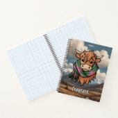 Carnet Vache Highland avec écusson Tartan Crawford (Intérieur)