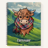 Carnet Vache Highland avec Forrester Tartan Scarf (Devant)