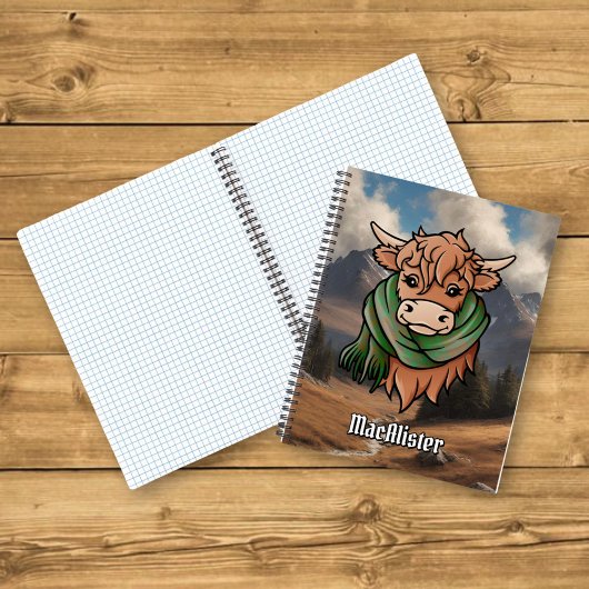 Carnet Vache Highland avec Glenbar MacAlister Tartan Scar