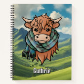 Carnet Vache Highland avec Guthrie Tartan Scarf (Devant)