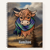 Carnet Vache Highland avec Hamilton Chasse Tartan Scarf (Devant)