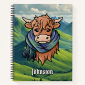 Carnet Vache Highland avec Johnston Tartan Scarf (Devant)