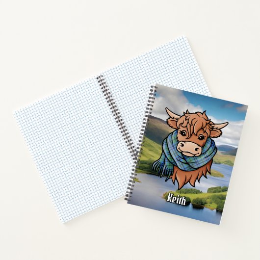 Carnet Vache Highland avec Keith Tartan Scarf (Intérieur)