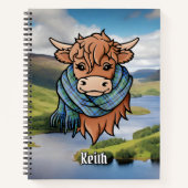Carnet Vache Highland avec Keith Tartan Scarf (Devant)