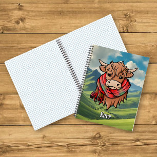 Carnet Vache Highland avec Kerr Tartan Scarf