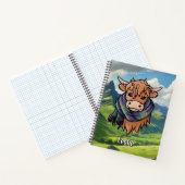 Carnet Vache Highland avec Leslie Chasse Tartan Écarf (Intérieur)