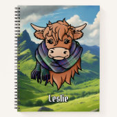 Carnet Vache Highland avec Leslie Chasse Tartan Écarf (Devant)