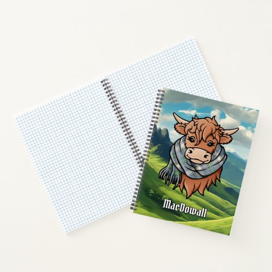 Carnet Vache Highland avec MacDowall Tartan Scarf (Intérieur)