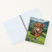 Carnet Vache Highland avec MacGill Écharpe Tartan (Intérieur)