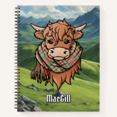 Carnet Vache Highland avec MacGill Écharpe Tartan (Devant)