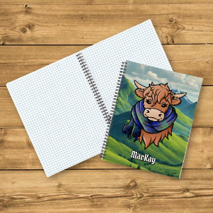 Carnet Vache Highland avec MacKay Tartan Scarf