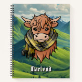 Carnet Vache Highland avec MacLeod de Lewis Tartan Scarf (Devant)