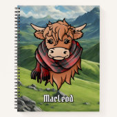 Carnet Vache Highland avec MacLeod de Raasay Tartan Scarf (Devant)
