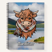 Carnet Vache Highland avec robe MacAlister Écharpe Tartan (Devant)