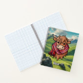 Carnet Vache Highland avec Rose Tartan Scarf (Intérieur)