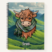 Carnet Vache Highland avec Scott Green Tartan Scarf (Devant)