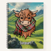 Carnet Vache Highland avec Stewart Royal Tartan Scarf (Devant)