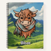 Carnet Vache Highland avec Wilson Ancienne Écharpe Tartan (Devant)
