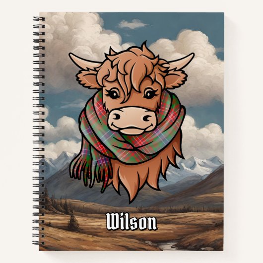 Carnet Vache Highland avec Wilson Modern Tartan Scarf (Devant)