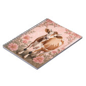 Carnet Vache Jersey Adorable Fleur Rose (Côté gauche)