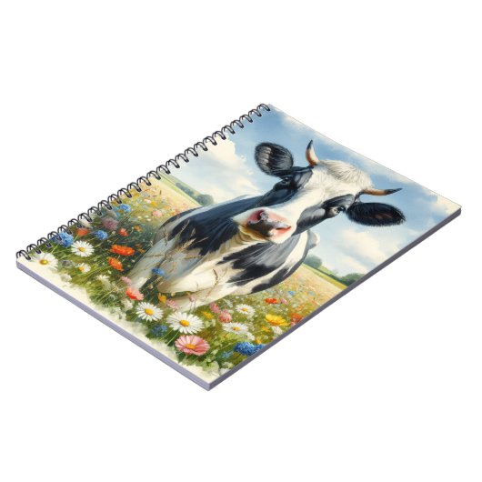 Carnet Vache laitière fleur sauvage Holstein (Côté gauche)