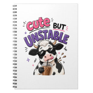 Carnet Vache mignonne mais instable avec café glacé