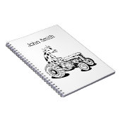 Carnet Vache noire et blanche conduisant un tracteur (Côté Droit)