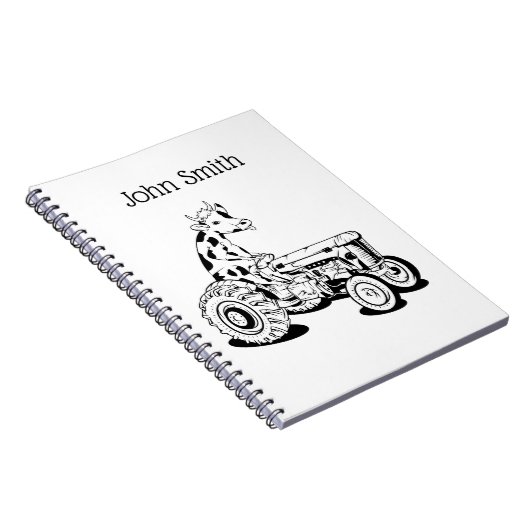 Carnet Vache noire et blanche conduisant un tracteur (Côté Droit)