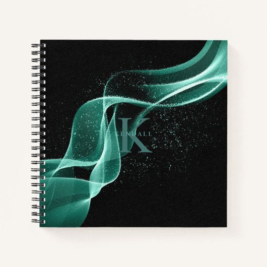 Carnet Vague légère et Stardust Monogramme Turquoise ID78 (Devant)