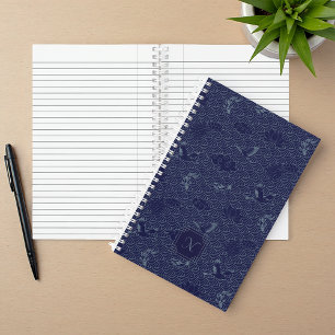 Carnet Vague traditionnel japonais Seigaiha Monogramme