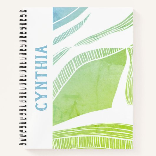 Carnet Vague verte et bleue personnalisée (Devant)