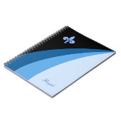 Carnet Vagues abstraites dans des tons bleus & fleur de l (Côté gauche)