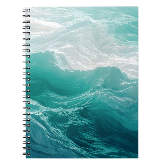 Carnet Vagues Abstraites d'Océan Sarcelle  (Devant)