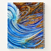 Carnet Vagues Abstraites en bleu et en or (Dos)