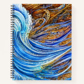 Carnet Vagues Abstraites en bleu et en or (Devant)