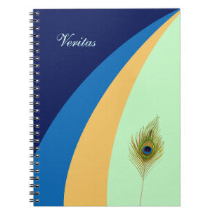 Carnet Vagues abstraites et plume de paon