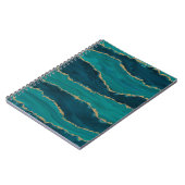 Carnet Vagues d'agate sarcelle – Marbre abstrait avec or (Côté gauche)