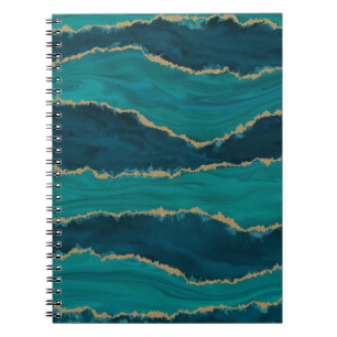 Carnet Vagues d'agate sarcelle – Marbre abstrait avec or