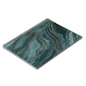 Carnet Vagues d'aquarelle Abstraite turquoise Blue Gold (Côté gauche)