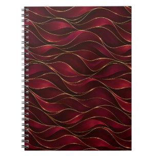 Carnet Vagues de marbre rouge burgundy élégantes avec acc