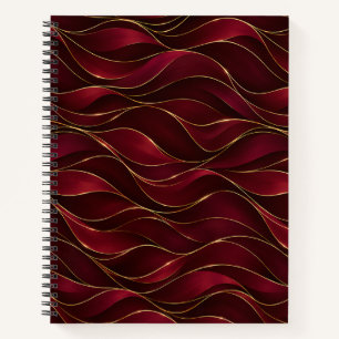 Carnet Vagues de marbre rouge burgundy élégantes avec acc
