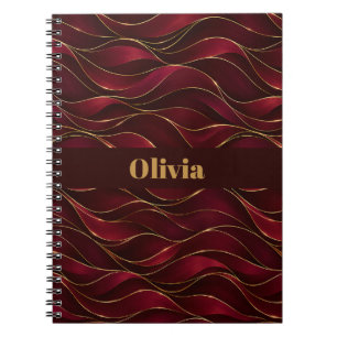 Carnet Vagues de marbre rouge burgundy élégantes avec acc