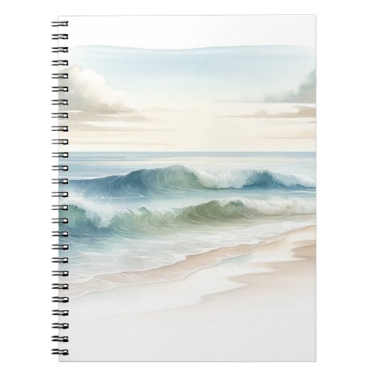 Carnet Vagues de plage à l'aquarelle Rustique Côtière  (Devant)