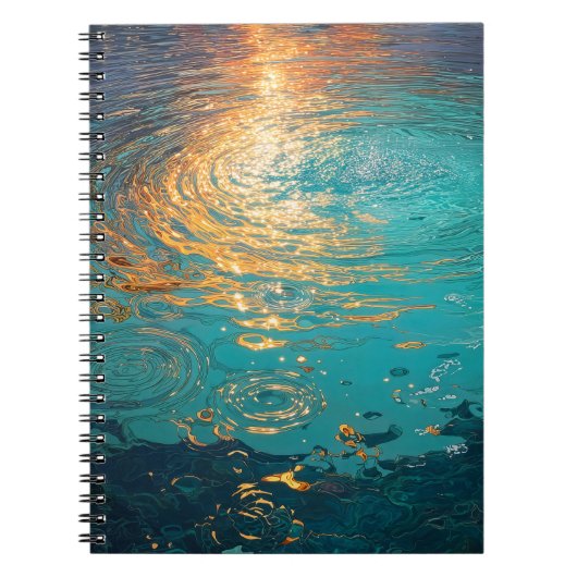 Carnet Vagues d'eau abstraites avec lumière dorée du sole (Devant)
